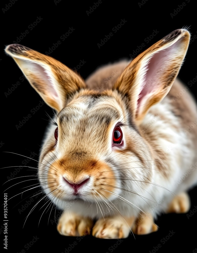 Obraz premium white rabbit on black background