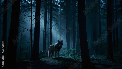 Fototapeta samoprzylepna Wilk w naturalnym środowisku. Generative AI.