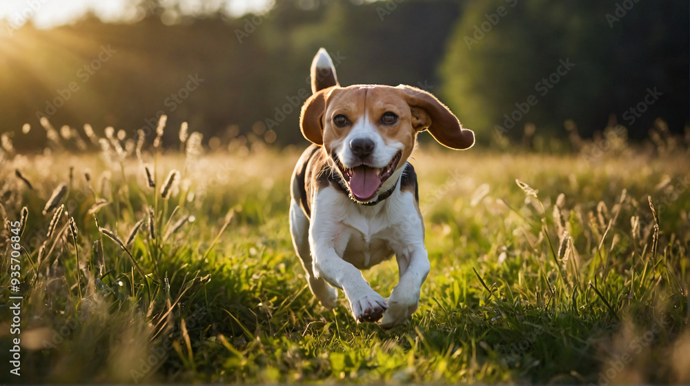 Obraz premium Pies beagle w naturalnym środowisku. Generative AI.