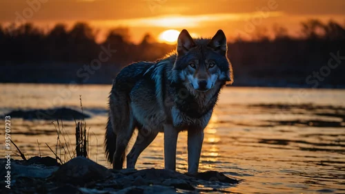 Fototapeta samoprzylepna WIlk w naturalnym środowisku. Generative AI.