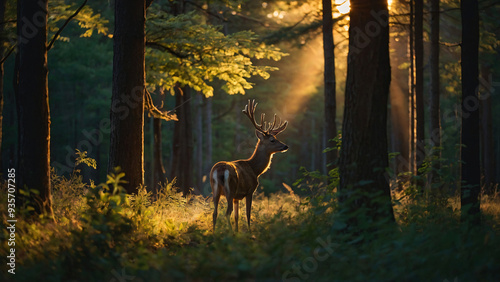 Sarna w naturalnym środowisku. Generative AI.