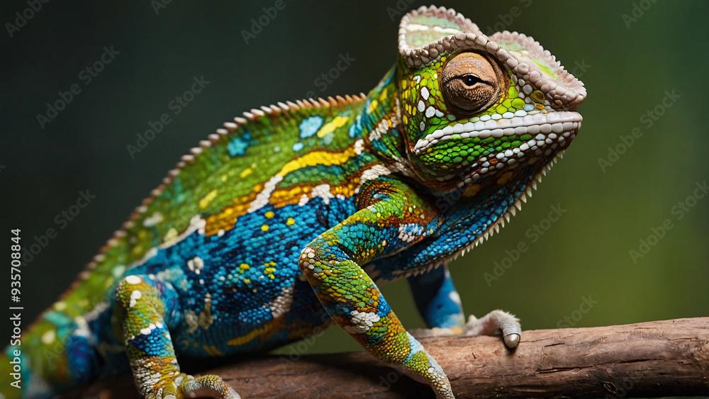 Fototapeta premium Kameleon w naturalnym środowisku. Generative AI.