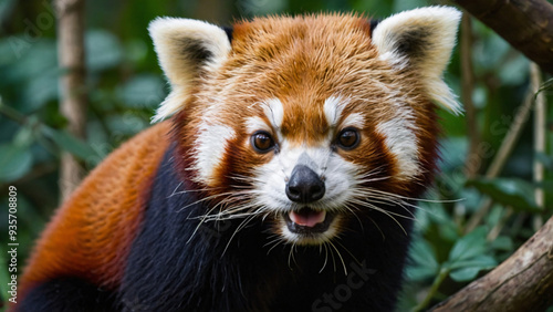 Obraz na płótnie Panda ruda w naturalnym środowisku. Generative AI. w salonie