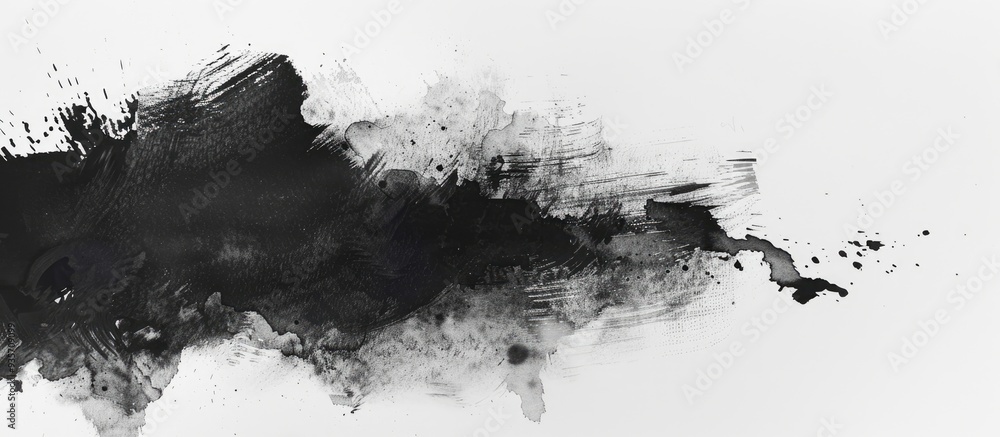 Black watercolor hand drawing in a square line brush style on a white paper background. Copy space image. Place for adding text and design Black watercolor hand drawing in a square line brush style on a white paper background. Copy space image. Place for adding text and design