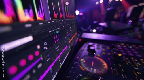 Close Up of a Sound Mixer with Colorful Lights