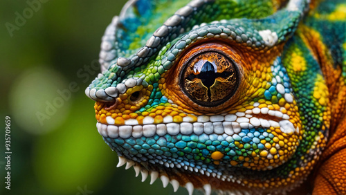 Obraz na płótnie Kameleon w naturalnym środowisku. Generative AI. w salonie