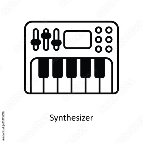 Synthesizer vector solid icon design illustration ,music equipment symbol on white background ,EPS 10 file 