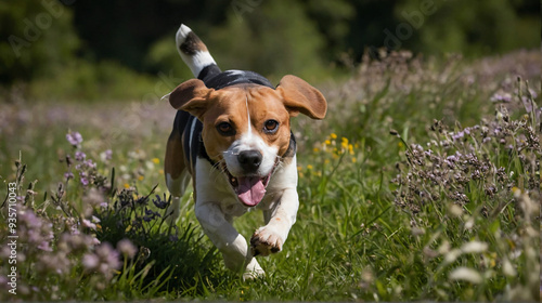 Obraz na płótnie Pies beagle w naturalnym środowisku. Generative AI. w salonie