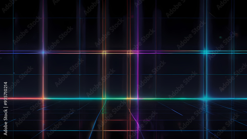 A futuristic flat vector background featuring a dark, minimalistic grid with bright, intersecting laser beams A futuristic flat vector background featuring a dark, minimalistic grid with bright, intersecting laser beams