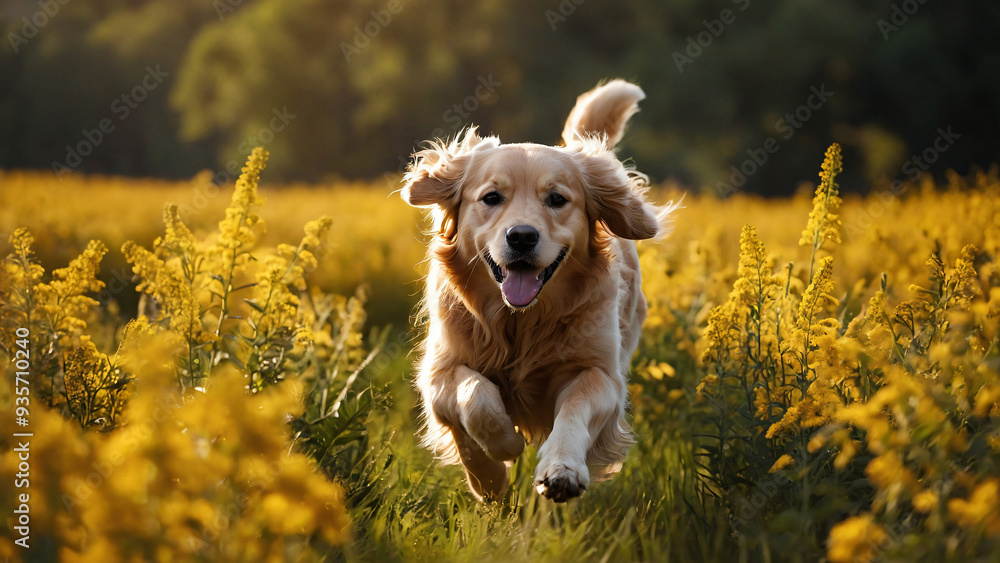Pies rasy Golden Retriever. Generative AI.