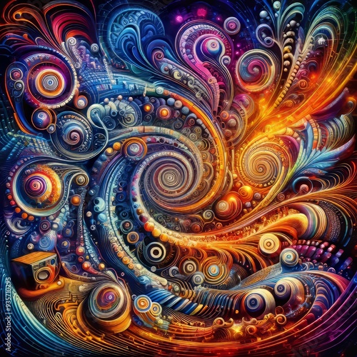 Wallpaper Mural 87 Psychedelic Sounds A digital collage with swirling patterns v Torontodigital.ca