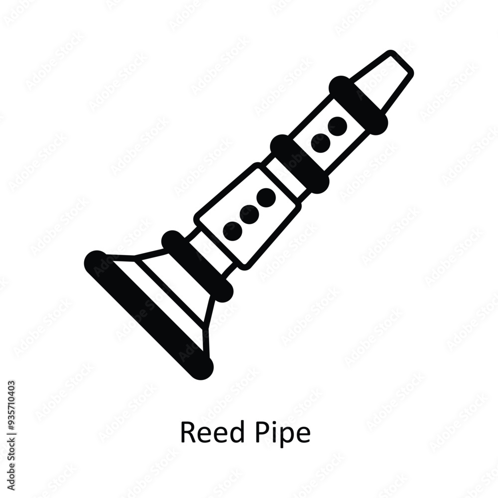 Reed Pipe  vector solid icon design illustration ,music equipment symbol on white background ,EPS 10 file 