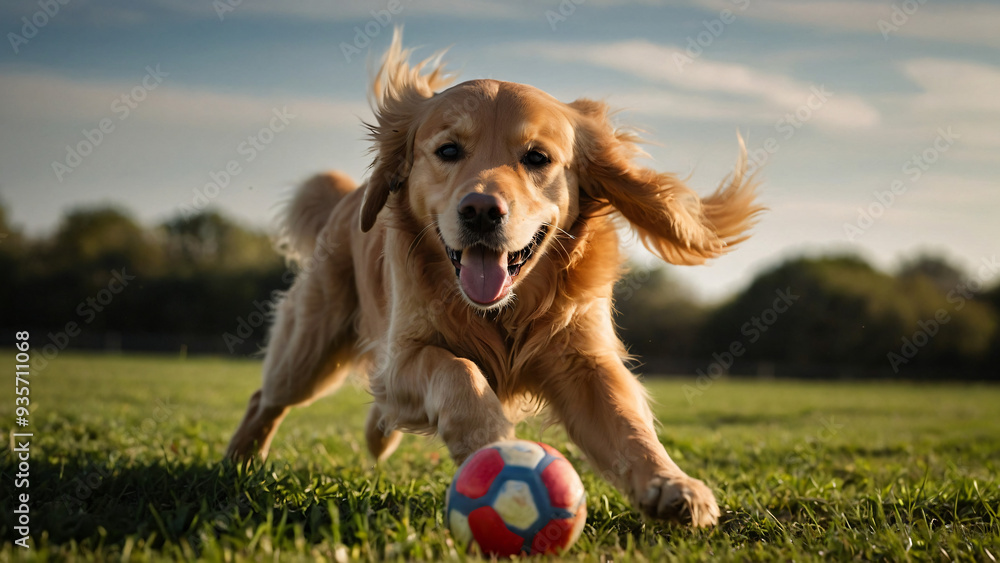 Pies rasy Golden retriever. Generative AI.