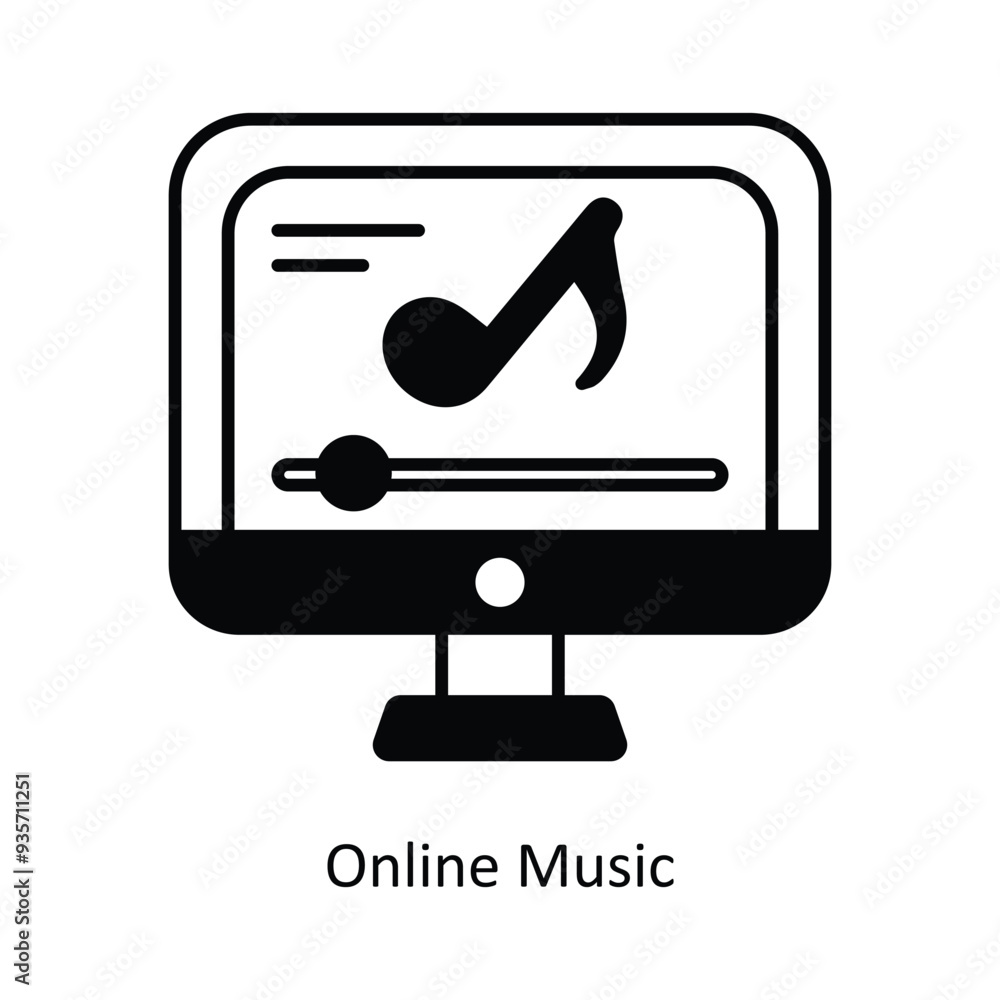 Online Music vector solid icon design illustration ,music equipment symbol on white background ,EPS 10 file Online Music vector solid icon design illustration ,music equipment symbol on white background ,EPS 10 file