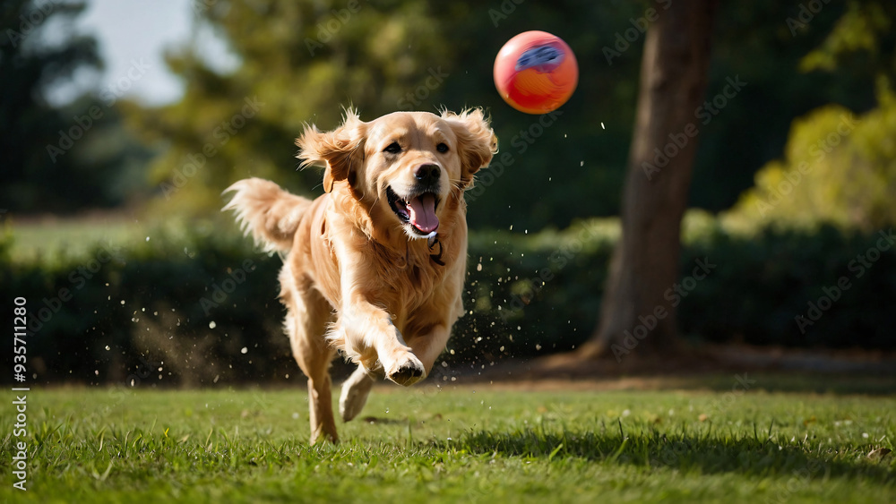 Pies rasy Golden retriever. Generative AI.