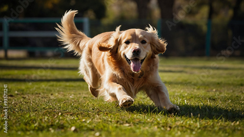 Obraz na płótnie Pies rasy Golden retriever. Generative AI. w salonie