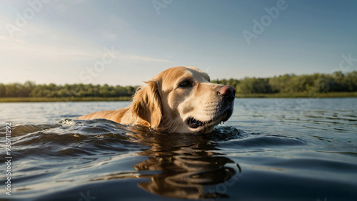 Obraz na płótnie Pies rasy Golden retriever. Generative AI. w salonie