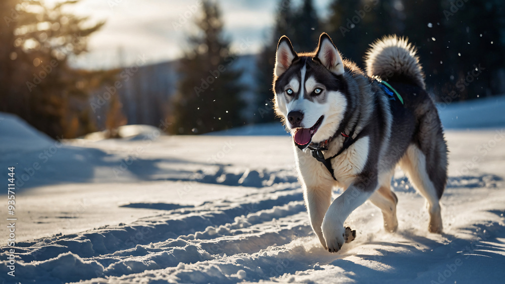 Pies rasy Husky. Generative AI.