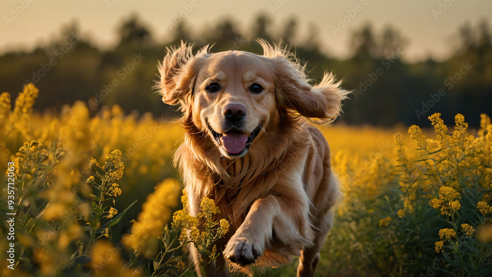Pies rasy Golden retriever. Generative AI.