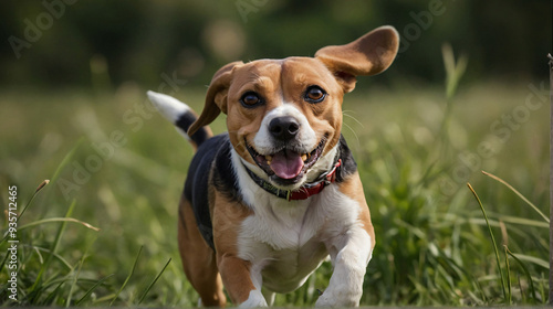 Obraz na płótnie Pies beagle w naturalnym środowisku. Generative AI. w salonie