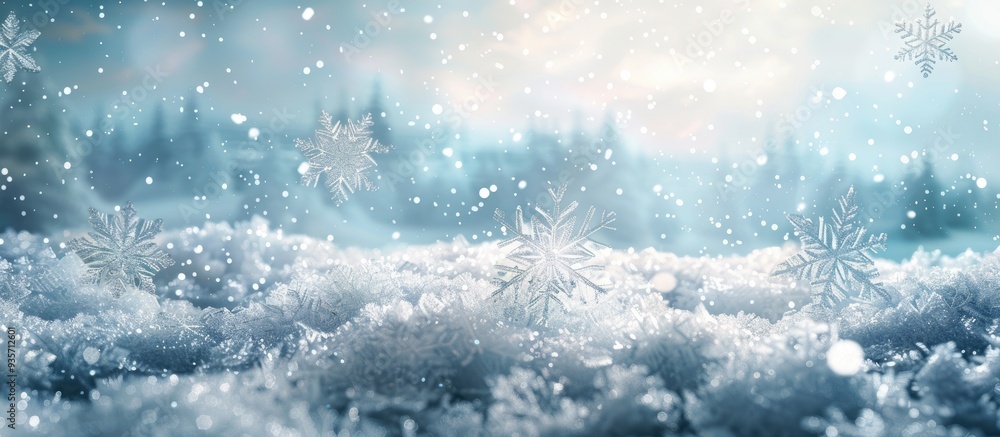 Winter backdrop of open space for your decoration with snowflakes. Copy space image. Place for adding text and design Winter backdrop of open space for your decoration with snowflakes. Copy space image. Place for adding text and design