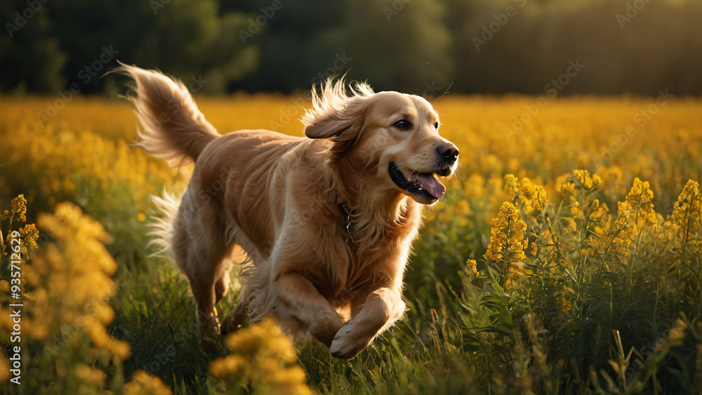 Pies rasy Golden retriever. Generative AI.