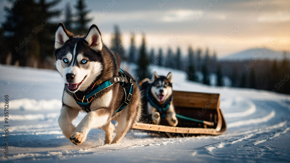 Pies rasy Husky. Generative AI.