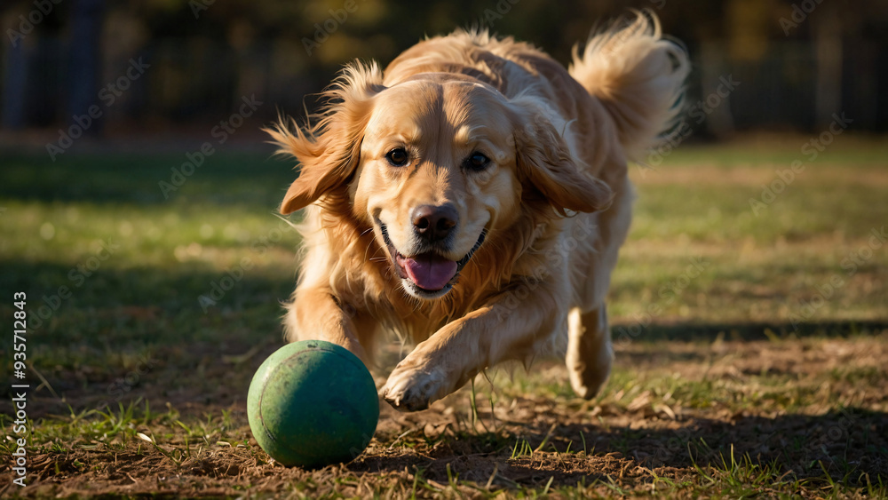 Pies rasy Golden retriever. Generative AI.