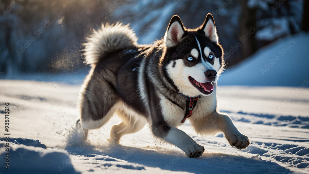 Pies rasy Husky. Generative AI.