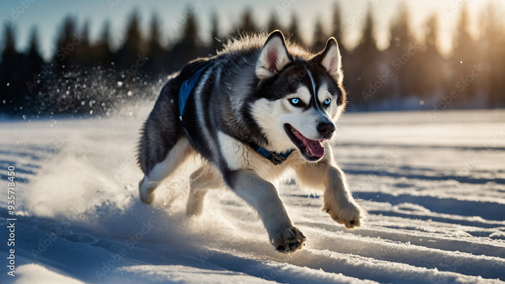 Pies rasy Husky. Generative AI.