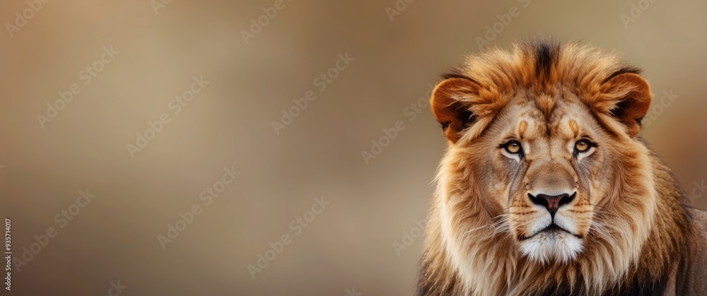Close-up Portrait of a Majestic Lion with a Golden Mane Close-up Portrait of a Majestic Lion with a Golden Mane