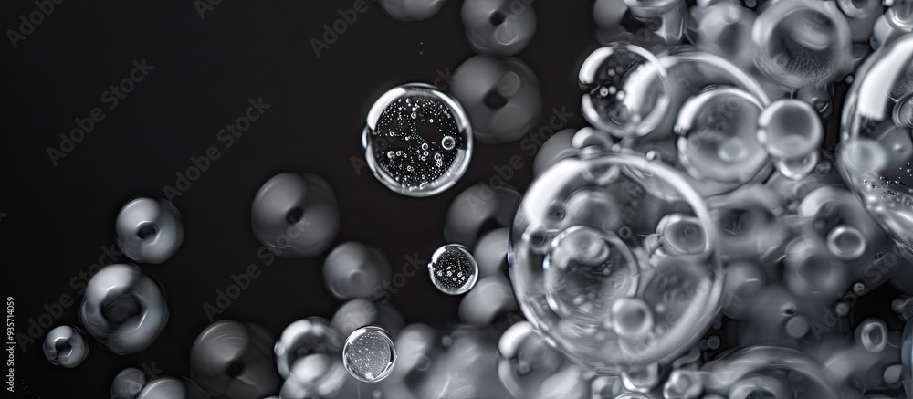 Soap bubbles foam isolated against a black background. Copy space image. Place for adding text and design Soap bubbles foam isolated against a black background. Copy space image. Place for adding text and design
