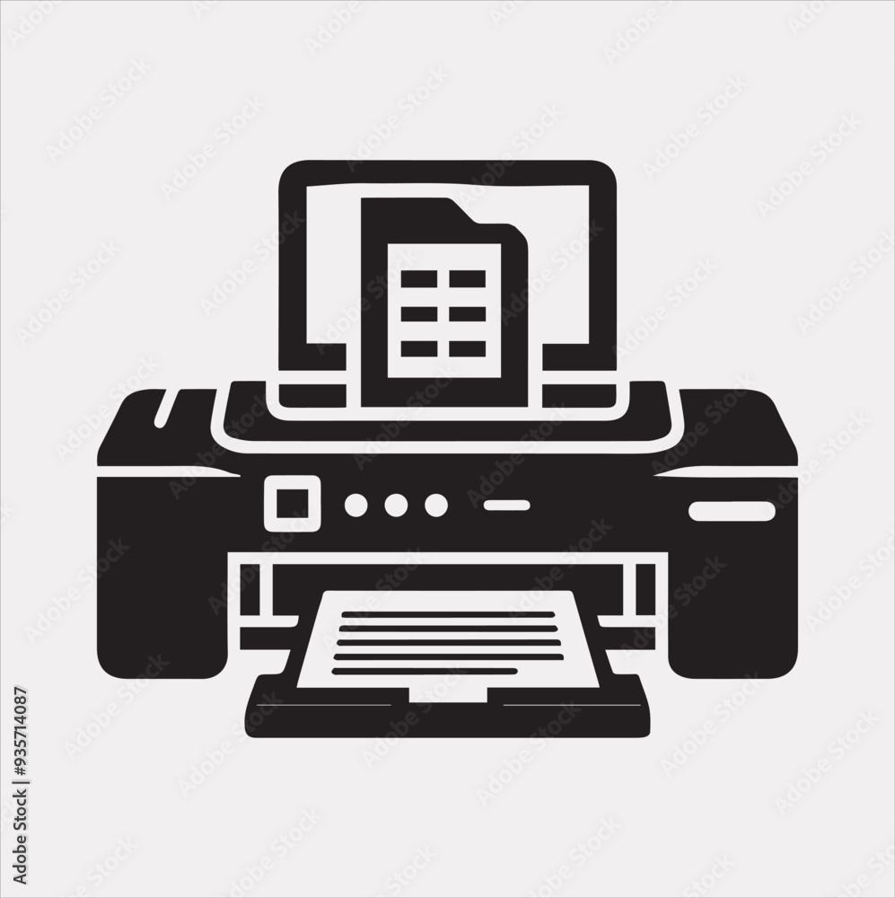 computer Pinter icon Vector silhouette illustration icon on a white background computer Pinter icon Vector silhouette illustration icon on a white background