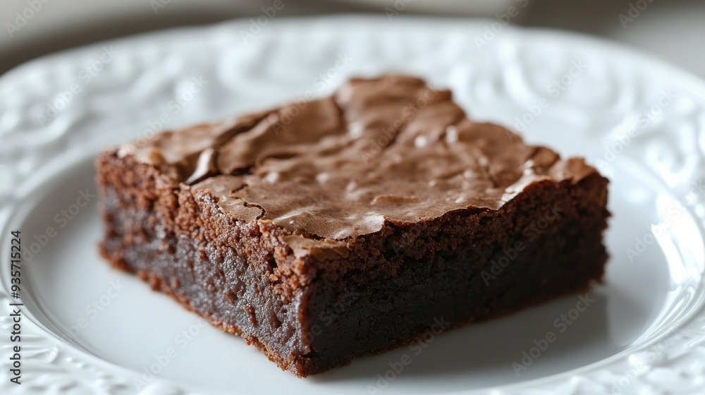 Decadent brownies on a pristine white plate, chocolate oozing and creating an enticing, rich dessert image. Decadent brownies on a pristine white plate, chocolate oozing and creating an enticing, rich dessert image.
