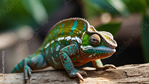 Obraz na płótnie Kameleon w naturalnym środowisku. Generative AI. w salonie