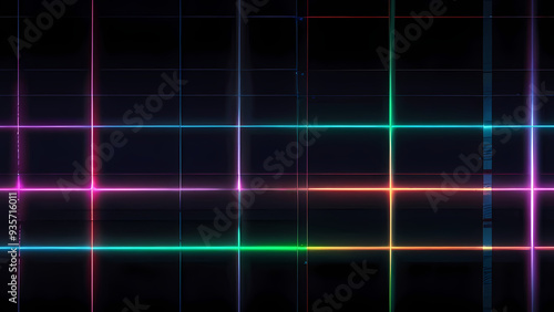 A futuristic flat vector background featuring a dark, minimalistic grid with bright, intersecting laser beams