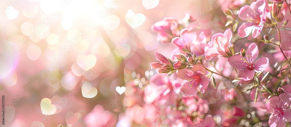 Summer blooming pink angelonias backdrop selective focus shallow depth of field toned light and heart bokeh background pastel and soft card. Copy space image. Place for adding text and design Summer blooming pink angelonias backdrop selective focus shallow depth of field toned light and heart bokeh background pastel and soft card. Copy space image. Place for adding text and design