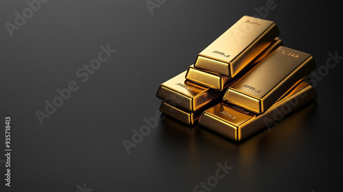 golden bars representing wealth and prosperity. The photo symbolizes financial success, luxury, and economic power, with a focus on the value and allure of gold photo