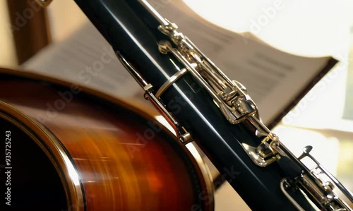 Close-up of a Beautiful Bassoon with Sheet Music photo