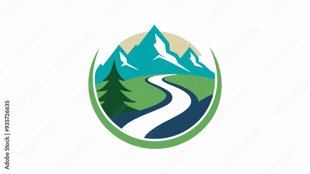 Modern Nature Logo with Mountain Combination – Detailed Drawing and Clip Art Modern Nature Logo with Mountain Combination – Detailed Drawing and Clip Art