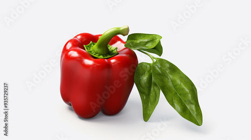 Red pepper with a green stem isolated on transp photo