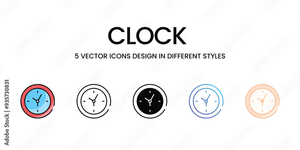 Clock icons set five different style vector stock illustration Clock icons set five different style vector stock illustration