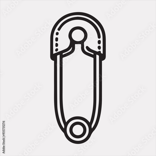 Safety pin icon Vector silhouette illustration icon on a white background