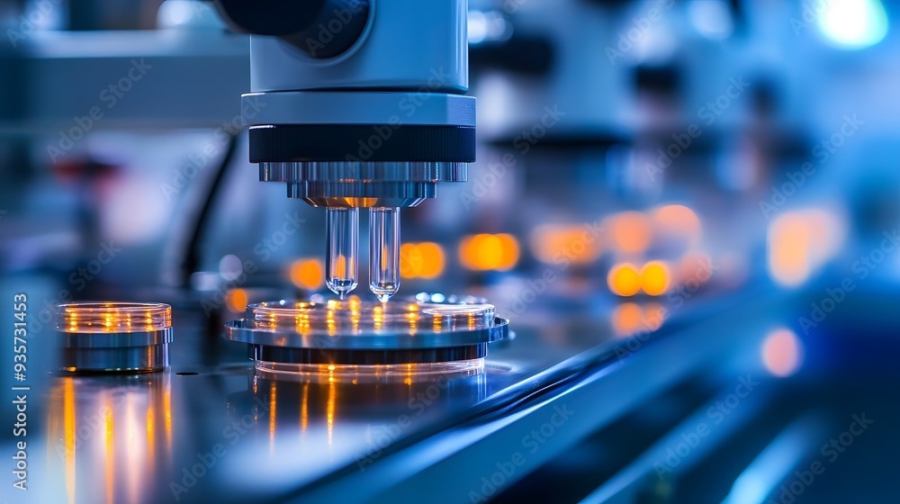 A machine is making bottles with a blue background. The bottles are being made in a factory A machine is making bottles with a blue background. The bottles are being made in a factory