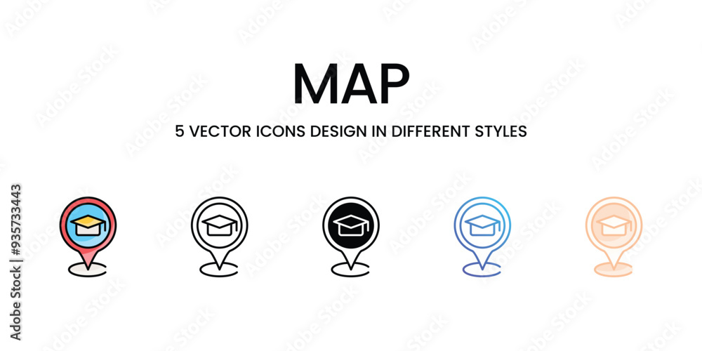 Map icons set five different style vector stock illustration Map icons set five different style vector stock illustration