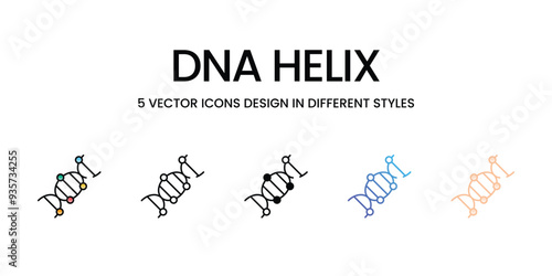 DNA Helix icons set five different style vector stock illustration