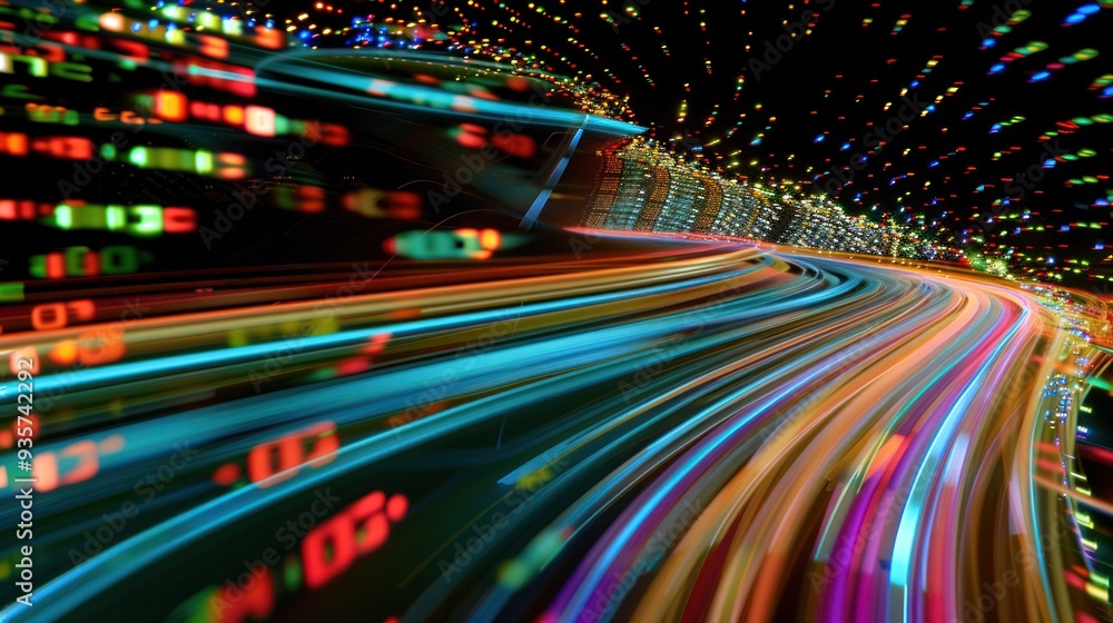 Abstract Nighttime Cityscape with Neon Lights and Speed Trails Abstract Nighttime Cityscape with Neon Lights and Speed Trails