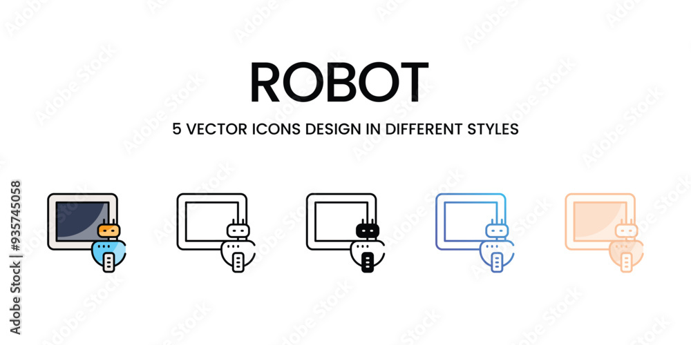 Robot icons set five different style vector stock illustration Robot icons set five different style vector stock illustration
