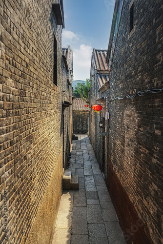 Foshan city, Guangdong province, China.  Narrow streets  of Ceramics Village, Ancient Nanfeng Kiln Cultural and Creative Zone, Shiwan Town.  photo