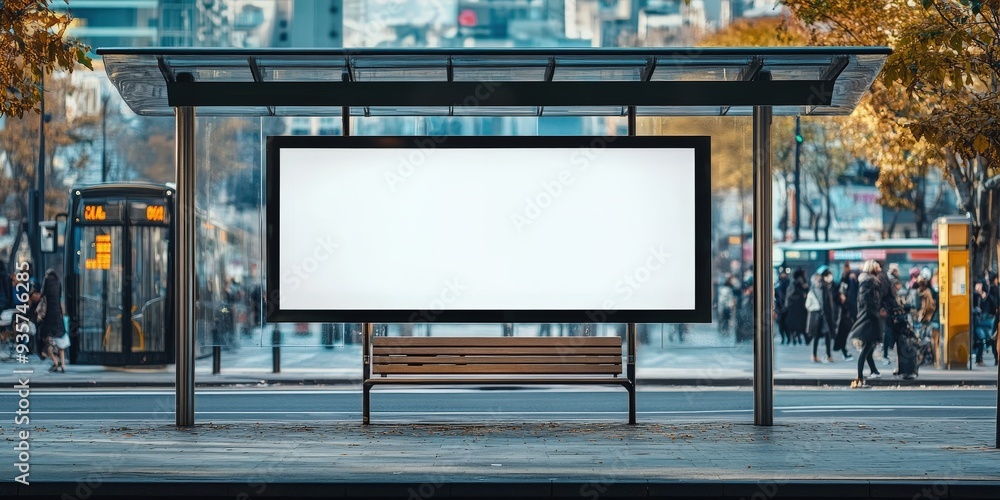 Blank Billboard on a City Bus Stop Blank Billboard on a City Bus Stop